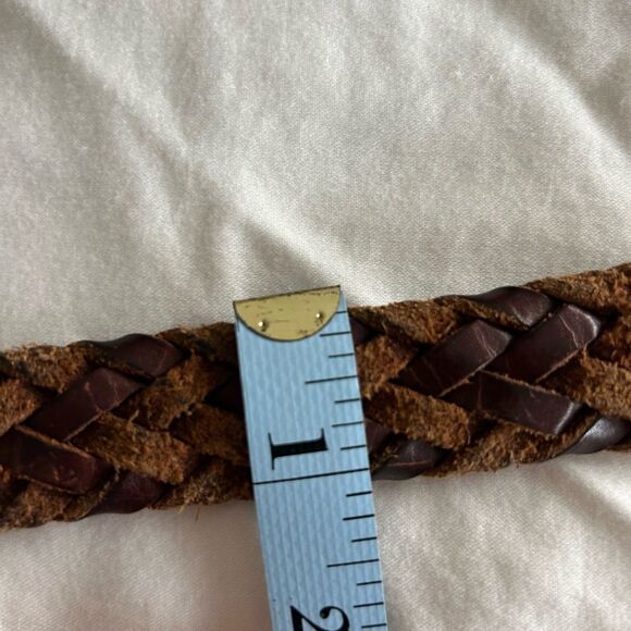 Men's Brown Multigrain Argentina Cowhide Braided Leather Belt Two Toned Size 44 - Picture 10 of 11